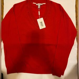 NWT Autumn Cashmere L/S cutout v-neck Red Cashmere Sweater, S